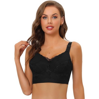 Agnes Orinda Women's Wirefree Comfortable Soft Push-up Lace Trim Plunge  Lingerie Bra Black 38e : Target