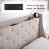 Whizmax Upholstered Bed Frame --Upholstered Wingback Headboard and 4 Storage Drawers, CreamColor - 3 of 4