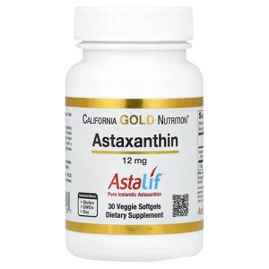 Astaxanthin by California Gold Nutrition - Featuring AstaLif® Pure Icelandic Astaxanthin - Gluten Free, Non-GMO - 12 mg - 30 Veggie Softgels - 1 of 4