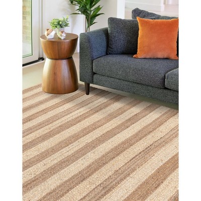 Handmade Natural Ivory and Brown Braided Jute 9x12 Area Rug