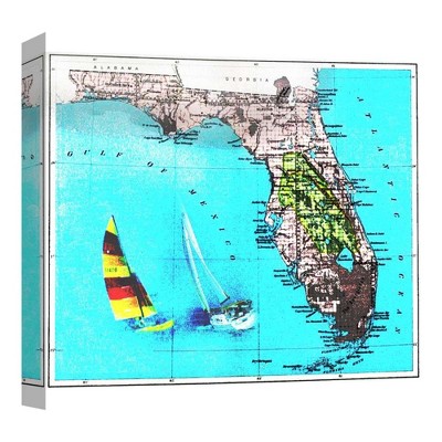 16" x 16" Florida Map Decorative Wall Art - PTM Images