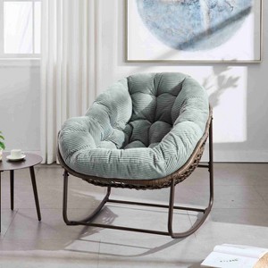CAVINAS Cotton Rattan Glider Rocking Chair with Mid-Height Backrest,Upholstered Rocking Chair,Nursery Accent Chair for Bedroom - 1 of 4