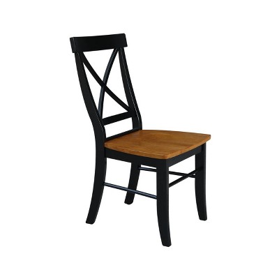 Elegant Black and Cherry Red Cross Back Upholstered Side Chairs, Set of 2