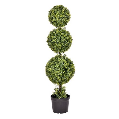 Artificial Boxwood Triple Ball with Pot (UV) (4') - Vickerman