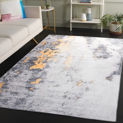 Tacoma Modern Abstract Gray & Gold Synthetic 5' x 8' Rug