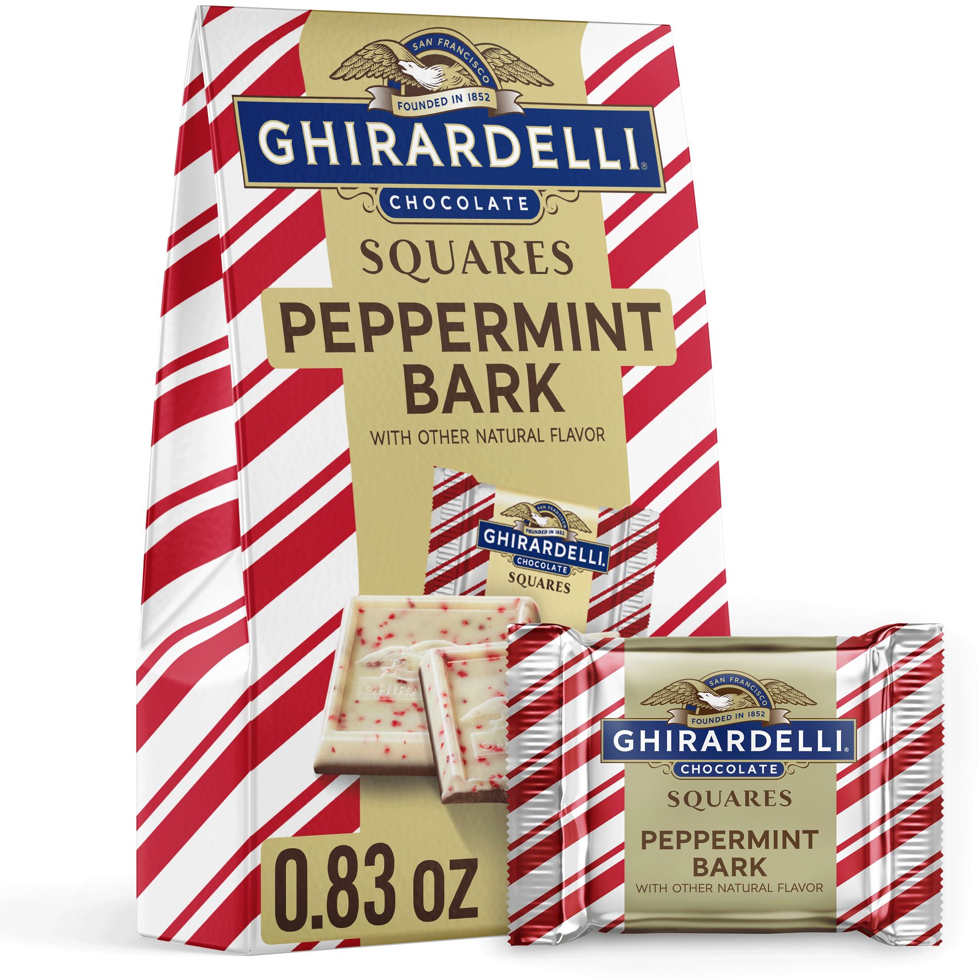 Ghirardelli Christmas Limited Edition Peppermint Bark Squares Small Bag - 0.83oz