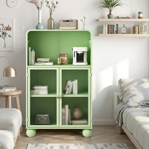 NicBex Tall Bathroom Storage Cabinet,45.28" H Floor Cabinets with Glass Door and Shelves for Bathroom - 1 of 4