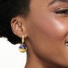 Ross-Simons 0.30 ct. t.w. White Topaz and Blue Enamel Nativity Hoop Drop Earrings in 18kt Gold Over Sterling - 2 of 4