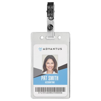 Clear Vinyl Badge Strap with Metal Clip, Pack of 100