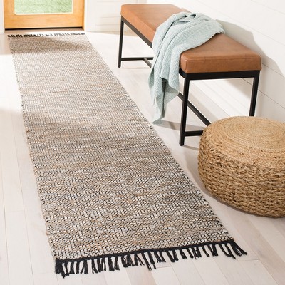 Handwoven Silver Square Leather Accent Rug 24" x 24"