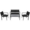 vidaXL 4 Piece Patio Lounge Set Textilene Black - 2 of 4