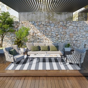Gulches Outsunny Reversible Outdoor Rug, 9' x 12' Waterproof Plastic Straw Floor Mat with Carry Bag - 1 of 4