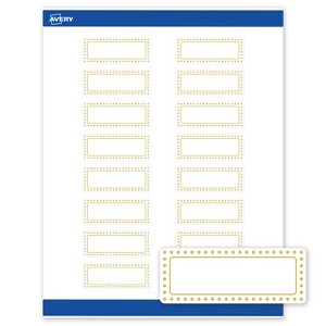 Avery Labels, 1" x 2-5/8", Matte White, Gold Border w/ Gold Dots, 160ct - 1 of 4