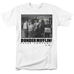 Men's The Office Christmas At Dunder Mifflin White T-Shirt - 1 of 4