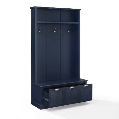 Ellison Hall Tree Navy - Crosley: Bench with Storage, Coat Hooks, Seating Area