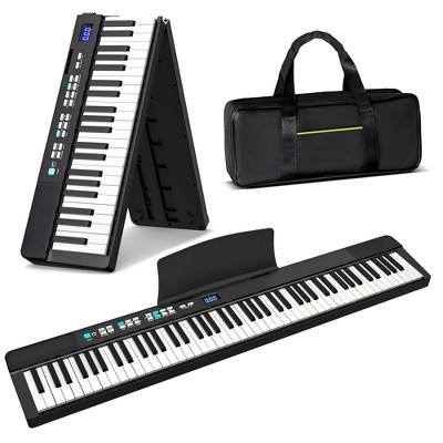 SKONYON Folding Piano Keyboard 88 Keys Portable Electric Piano with Stand, Black