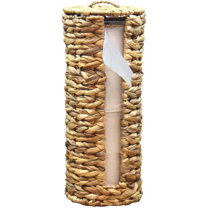 Wicker Water Hyacinth Tall Toilet Tissue Paper Holder for 4 wide rolls, 3 of 6