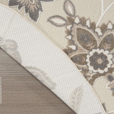 Beige Floral Round Synthetic Flat Woven Rug 7'10"