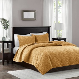 Madison Park Mercer Faux Velvet Reversible Coverlet Set - 1 of 4