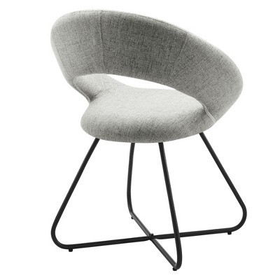 32" Black Light Gray Velvet Upholstered Side Chair with Metal Legs