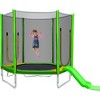 7FT Trampoline, Round Outdoor Recreational Trampoline for Kids with Safety Enclosure Net, Slide and Ladder -ModernLuxe - 3 of 4