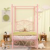 VECELO Metal Canopy Bed Frame, Twin Size Bed Frame with Headboard & Footboard, Heavy Duty Steel Slats, No Box Spring Needed Platform Bed - 4 of 4