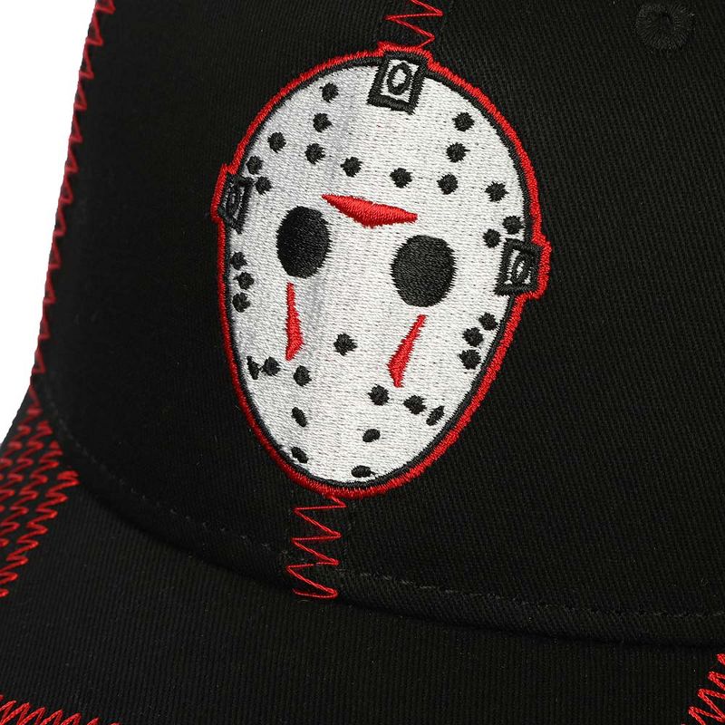 Friday The 13th Jason Embroider Mask Black & Orange Snapback Hat, 4 of 5