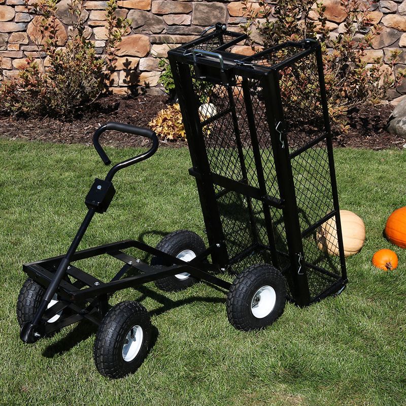 Sunnydaze Outdoor Lawn and Garden Heavy-Duty Durable Steel Mesh Utility Dump Wagon Cart with Removable Sides, 4 of 14
