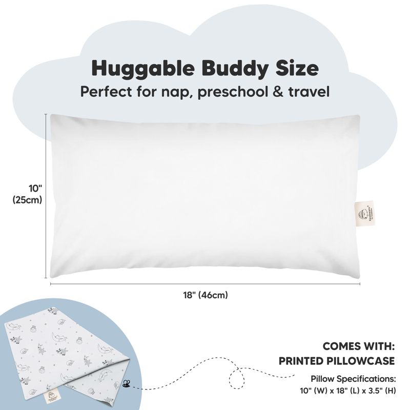 KeaBabies Buddy Toddler Pillow with Pillowcase, 10x18 Buddy Pillow for Toddler, Soft Kids Pillow for Sleeping, Travel, Age 2-5, 4 of 11