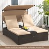 Costway Outdoor Daybed with Adjustable Backrests 2-Person PE Rattan Patio Bed with Canopy - 4 of 4