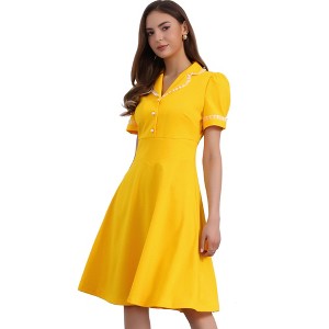 INSPIRE CHIC Women's Elegant Ruffled Peter Pan Collar Dresses - 1 of 4