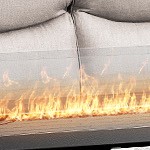 brown wicker/beige cushion