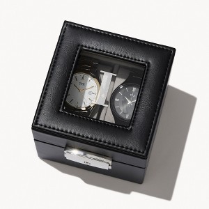 Personalization Mall Vegan Leather 2 Slot Watch Box - 1 of 4