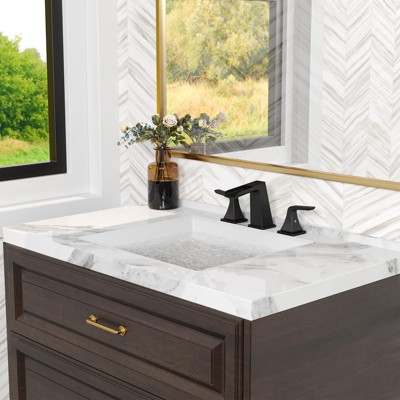 Matte Black Brass Waterfall Spout Bathroom Faucet Set
