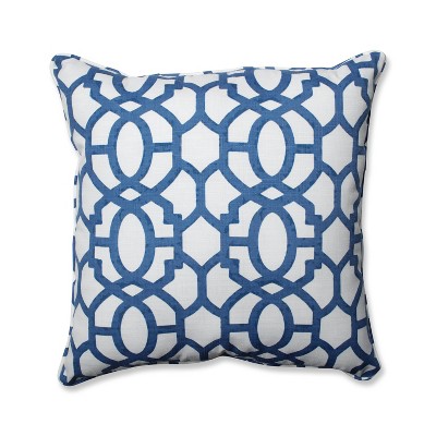 Outdoor/Indoor Nunu Geo Ink Blue Floor Pillow - Pillow Perfect