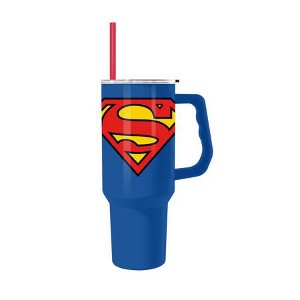 Silver Buffalo Dc Comics Superman Logo Icon 40oz Stainless Steel Tumbler w Handle - 1 of 1