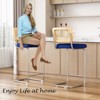 PexFix 2Pcs Counter Height Bar Stools Upholstered Velvet Barstools with Rattan Back 30" Height Stools Armless Bar Chairs for Kitchen Island Blue - 4 of 4