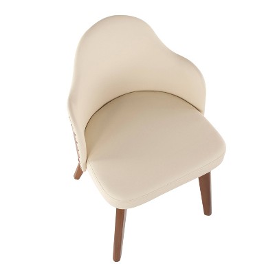 Ahoy Contemporary Cream Faux Leather Side Chair with Walnut Legs