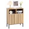 Set of 2 Oxford Fluted Storage Cabinet, Sideboard Buffet Credenza with Doors, Accent Console for Living Dining Room, Entryway,Raised Panel - 3 of 4