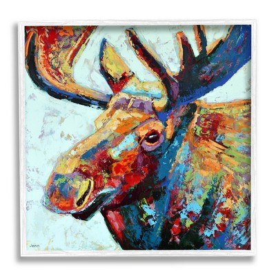 Stupell Industries Moose Portrait Modern Composition Framed Giclee Art