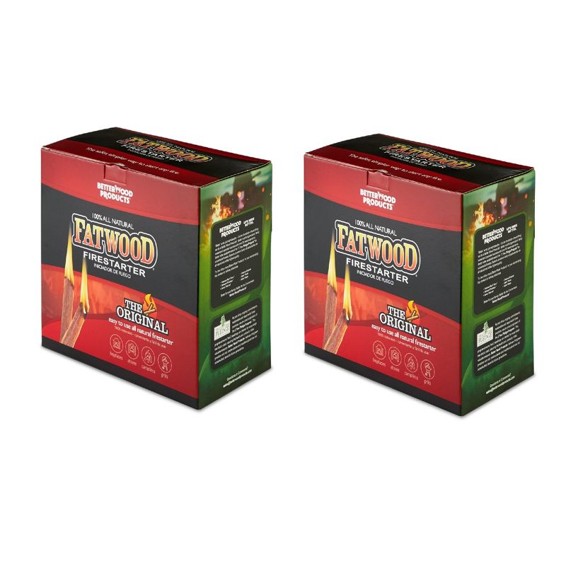Betterwood 5lb Fatwood Natural Pine Firestarter (2 Pack) for Campfire, BBQ, or Pellet Stove; Non-Toxic and Water Resistant, 1 of 8