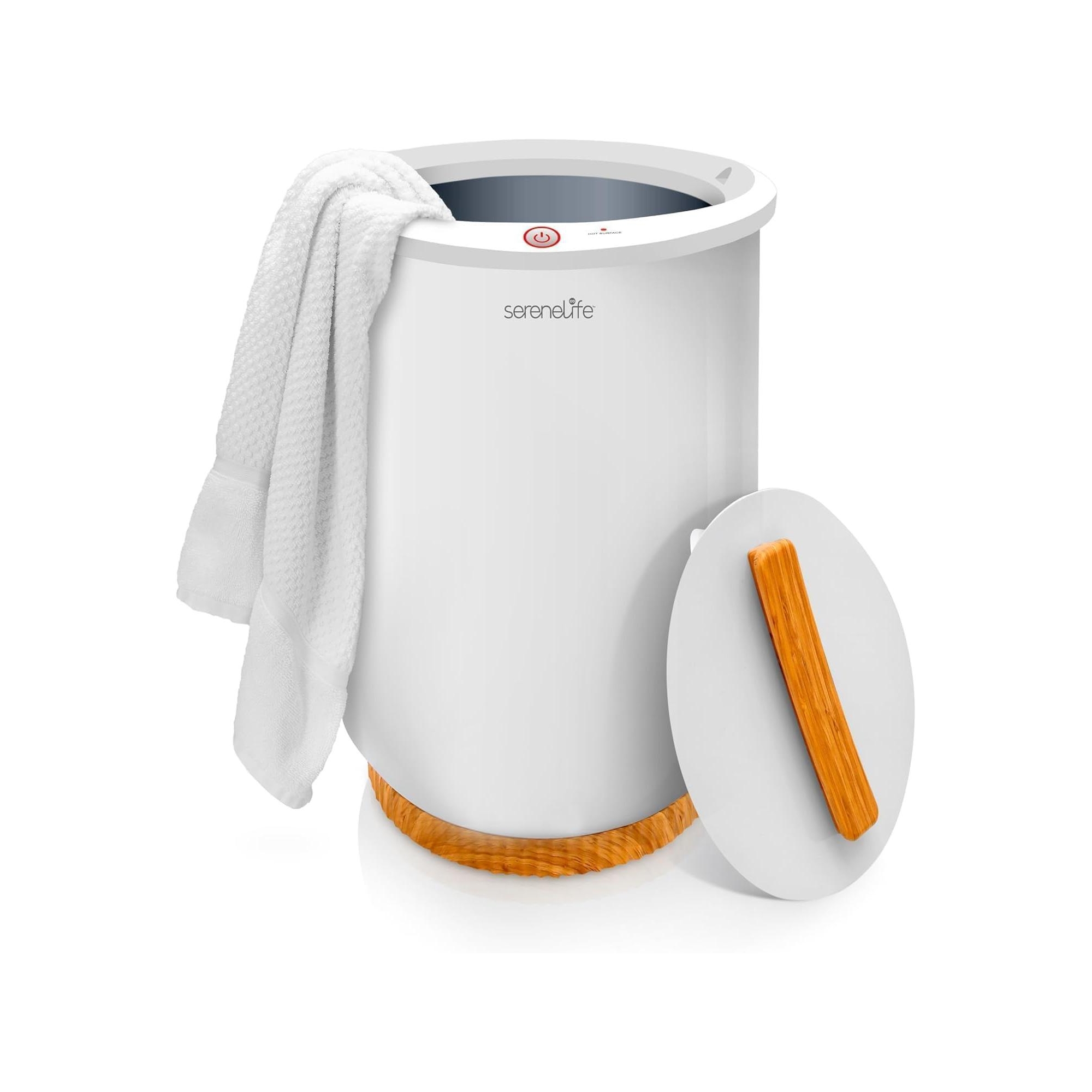 Bucket Towel Warmer – Large White Towel Heater for Bathroom, Spa, Blankets, Robes, PJs, Auto Shut-Off, Luxury Gift for Him & Her