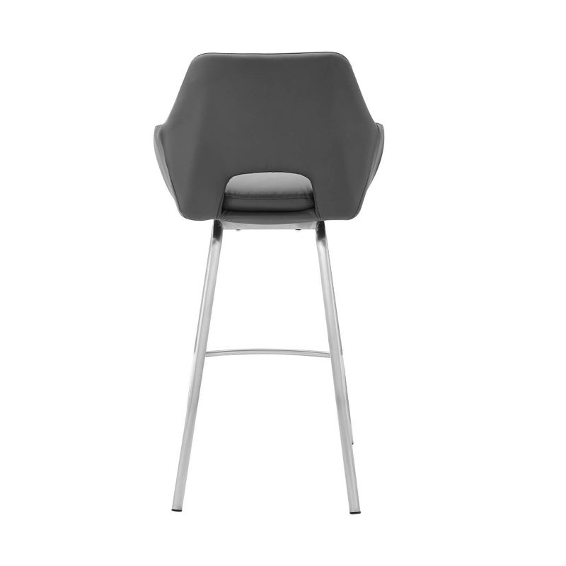 30&#34; Aura Swivel Counter Height Barstool with Gray Faux Leather Brushed Stainless Steel - Armen Living, 6 of 12