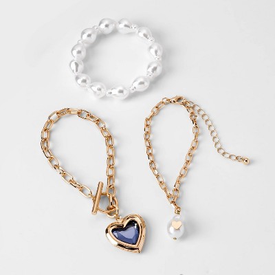 Girls' 3pk Locket Bracelet Set - art class™ Gold