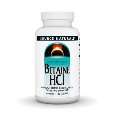 Betaine HCL 650mg by Source Naturals, Inc.  -  180 Tablet