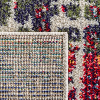 Blue and Green Abstract Synthetic Area Rug