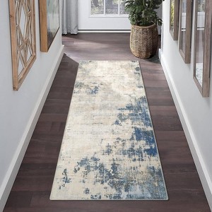Acekool Washable Area Rug, Modern Abstract Non-Slip Stain Resistant Accent Carpet for Living Room Bedroom, Easy Care - 1 of 4