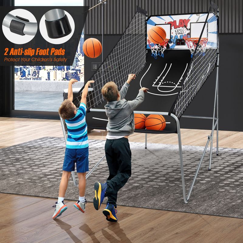 Costway Dual LED Electronic Shot Basketball Arcade Game with 8 Game Modes 4 Balls Foldable, 2 of 11