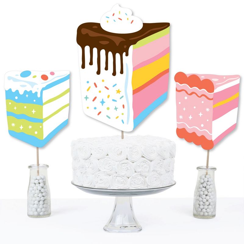 Big Dot of Happiness Cake Time - Happy Birthday Party Centerpiece Sticks - Table Toppers - Set of 15, 5 of 9