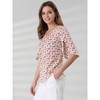 INSPIRE CHIC Women's Casual Elbow Sleeve V Neck Floral Print Blouse - 4 of 4